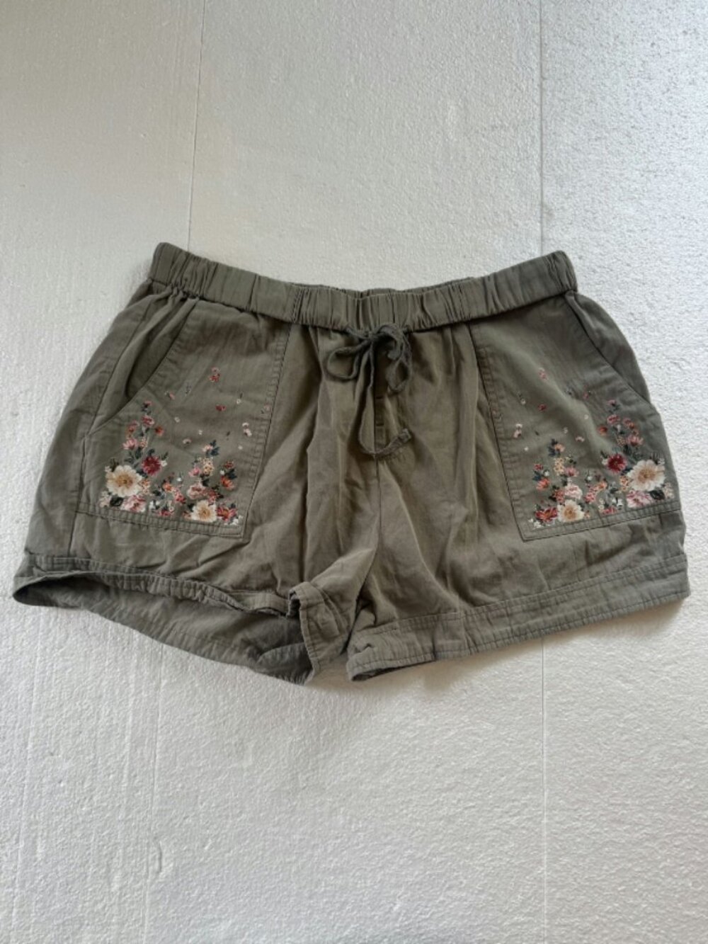 Floral Drawstring Pocket Shorts Women's XL